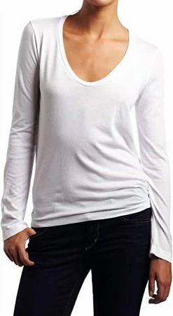 Top 10 🥰 Splendid Scoop Neck Long Sleeve Tee in White ⌛