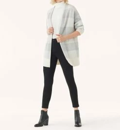 New 😀 Splendid Aurora Soft Cashmere Plaid Cardigan in Grey/White ⌛