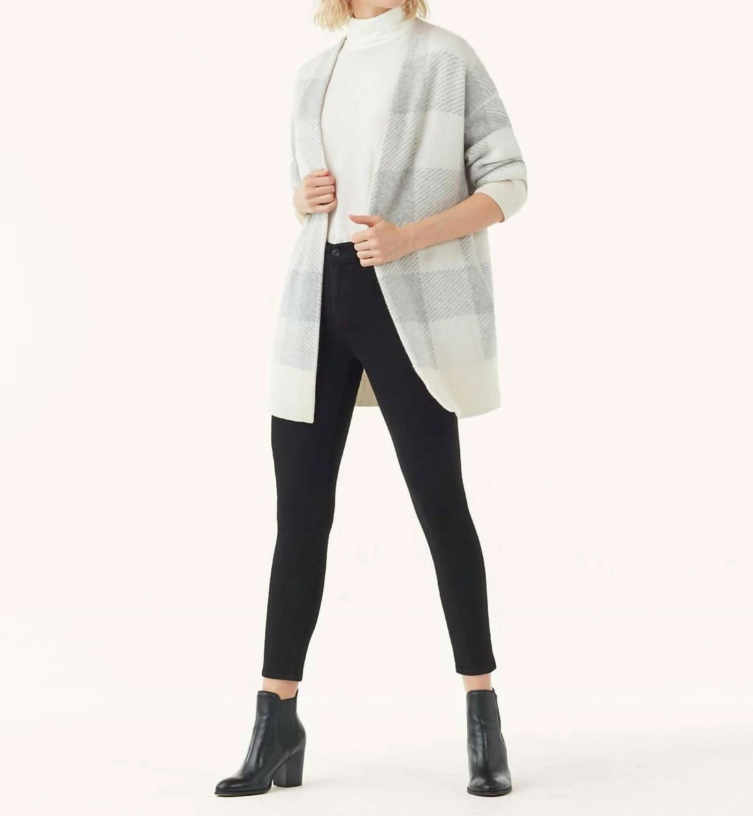 New ๐ Splendid Aurora Soft Cashmere Plaid Cardigan in Grey/White โ 3 New ๐ Splendid Aurora Soft Cashmere Plaid Cardigan in Grey/White โ